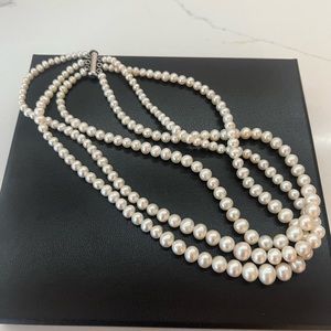 3 Triplets Strand Freshwater Pearl Necklace
